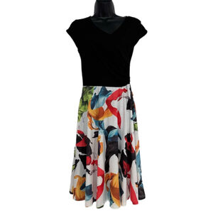 Women's Lotusmile Fit & Flare Dress Black & White Size Medium